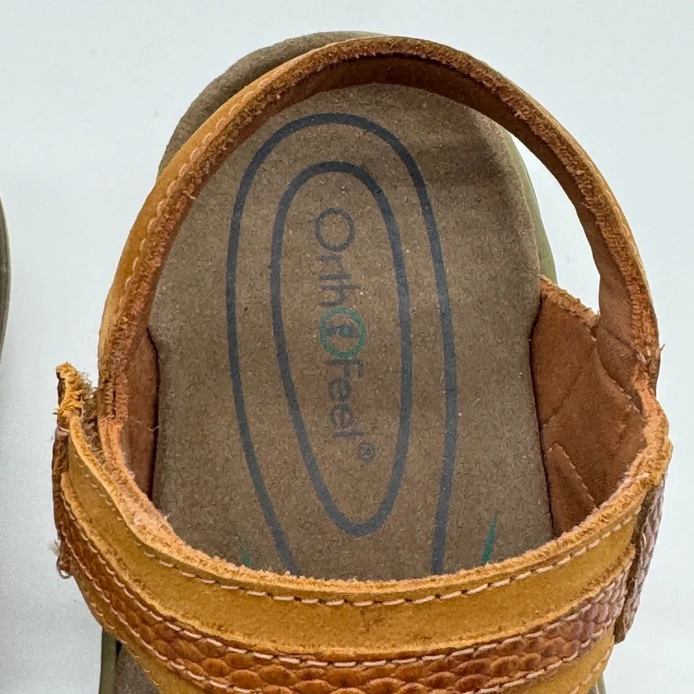 Orthofeet 916 Malibu Tan Leather Orthopedic Comfort Sandals Womens 8 D Wide